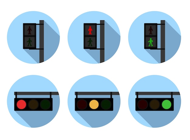 Ilustración de semáforos para conductores y peatones