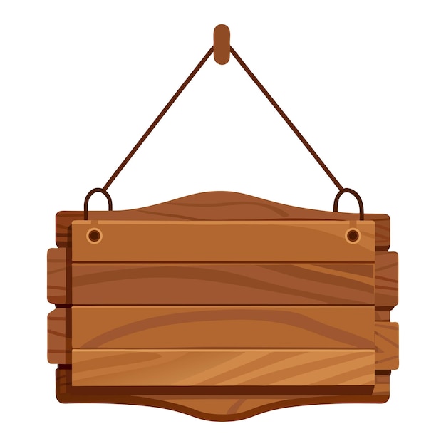 Ilustración de una señal de madera colgada en blanco