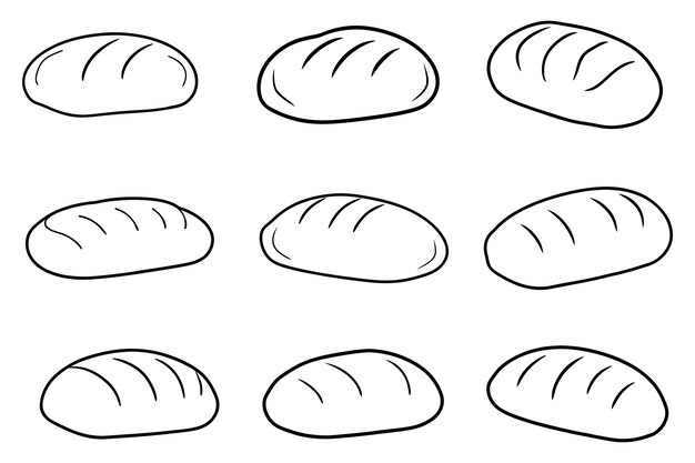 Ilustración sencilla del contorno del pan en blanco y negro