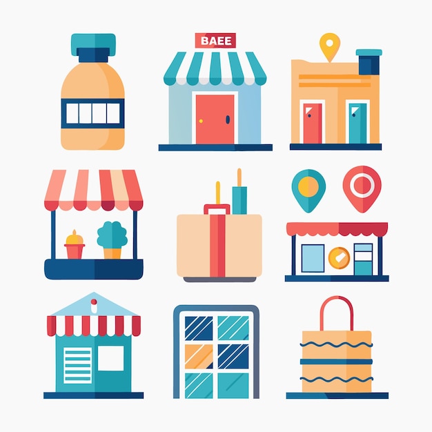 Ilustración sencilla del diseño de la tienda