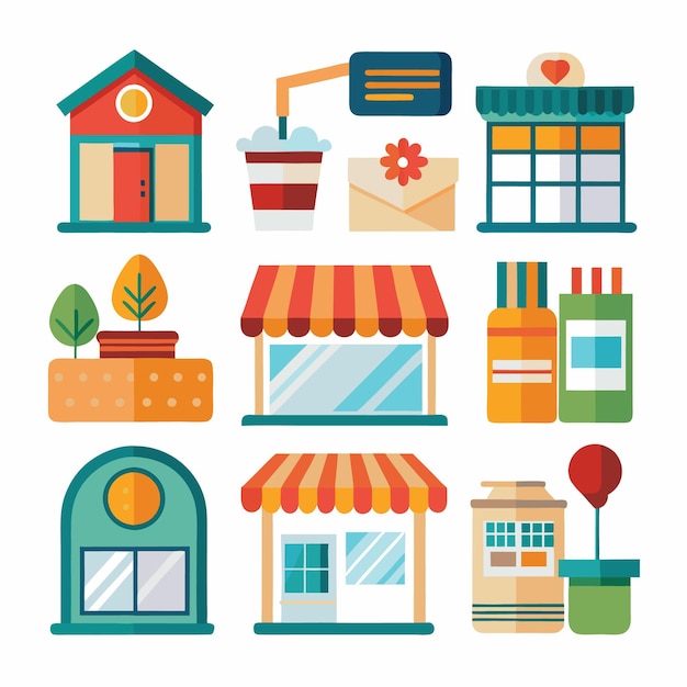 Ilustración sencilla del diseño de la tienda