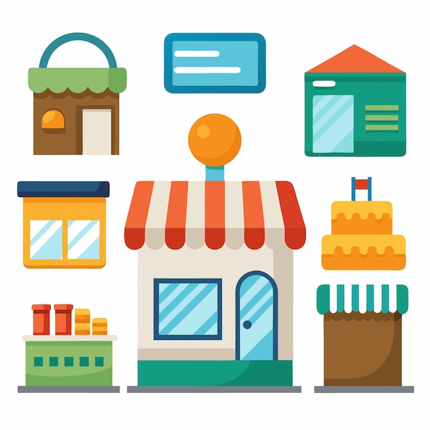 Ilustración sencilla del diseño de la tienda