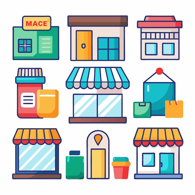 Ilustración sencilla del diseño de la tienda