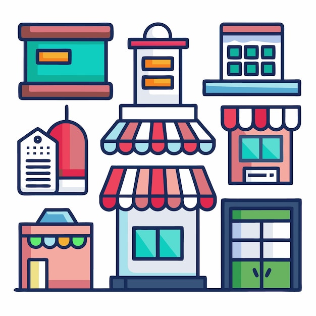 Ilustración sencilla del diseño de la tienda