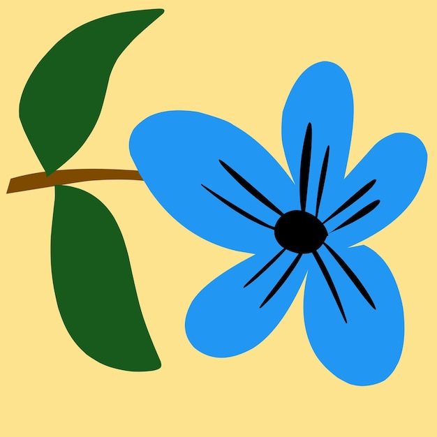 Ilustración sencilla de la flor azul