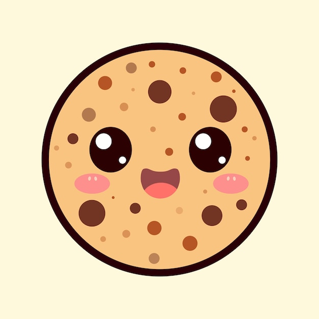 Ilustración sencilla de una galleta sonriente