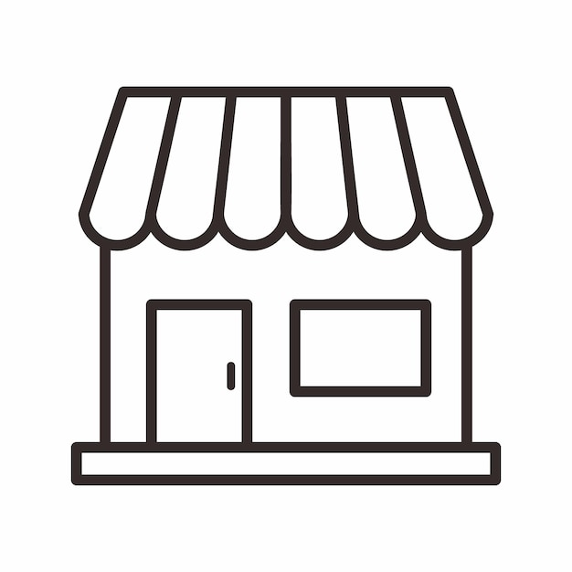 Ilustración sencilla del icono de la tienda en estilo esquema