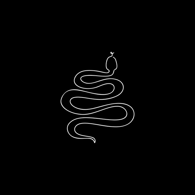 Ilustración de serpiente en estilo de arte de línea aislado en negro