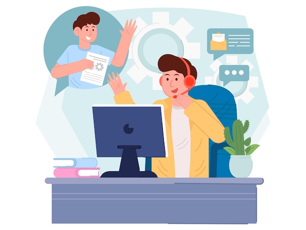 ilustración de servicio al cliente en línea