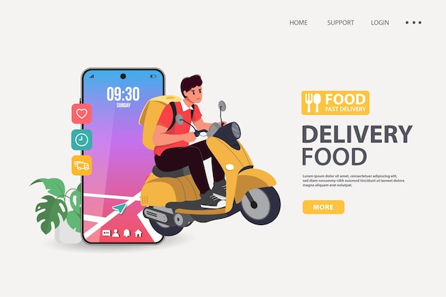 Ilustración del servicio de entrega de alimentos