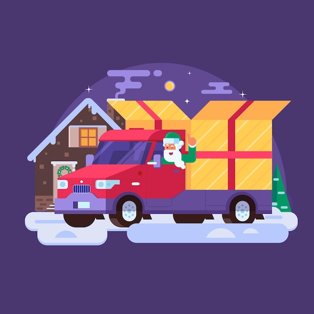 Vector ilustración de servicio de entrega de navidad