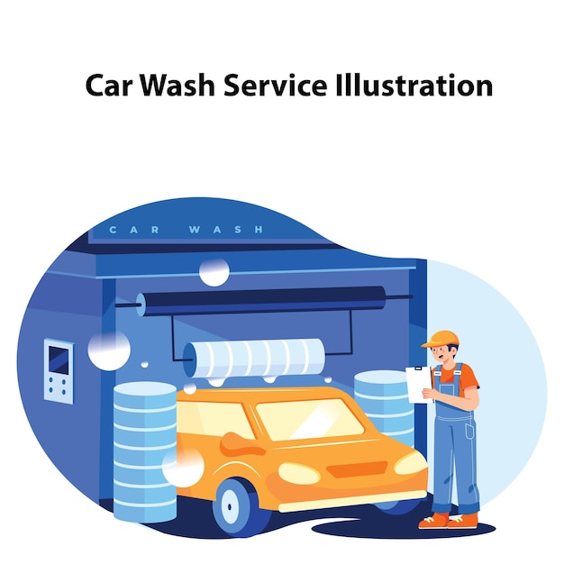 Ilustración de servicio de lavado de autos