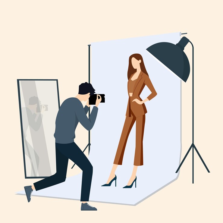 Vector ilustración de la sesión de fotos de modelado