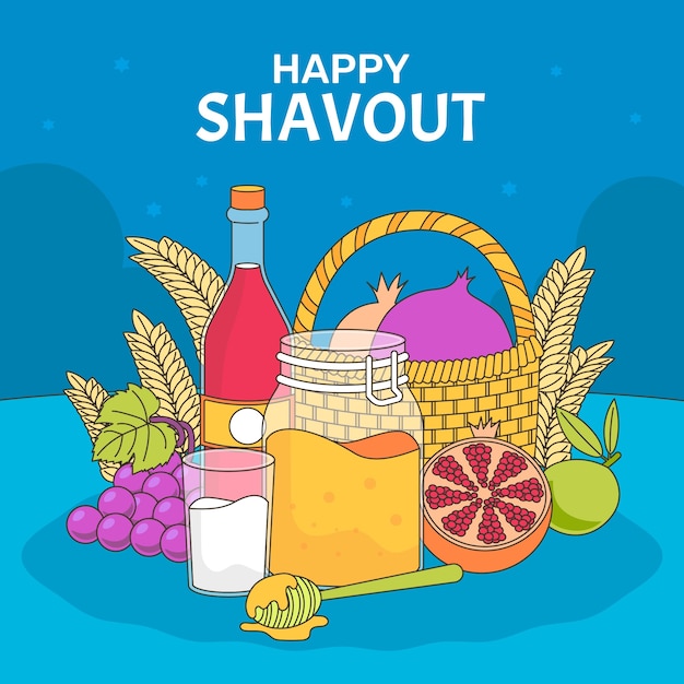 Vector ilustración de shavuot dibujada a mano