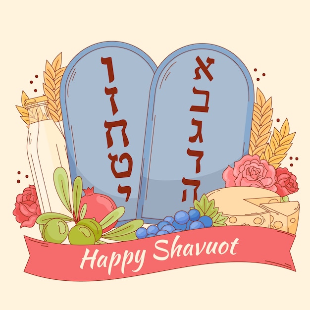 Ilustración de shavuot plana dibujada a mano