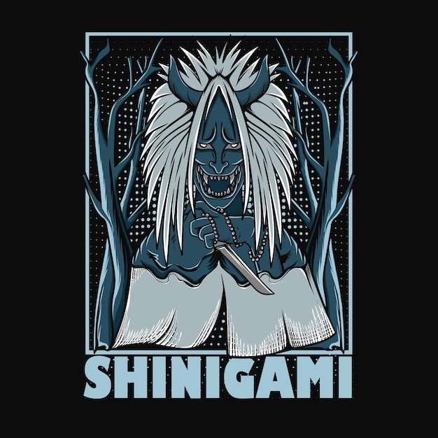 Ilustración shinigami para diseño de camiseta