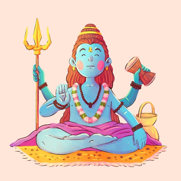 Ilustración de Shiva en acuarela