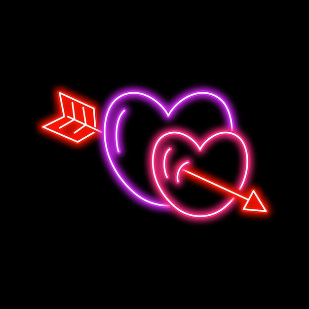 Ilustración del signo del corazón de neón brillante