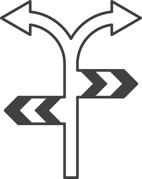 Ilustración de signo de cruce de carreteras en estilo minimalista