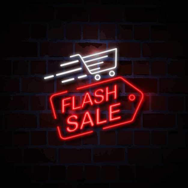 Ilustración de signo de estilo de neón de venta flash