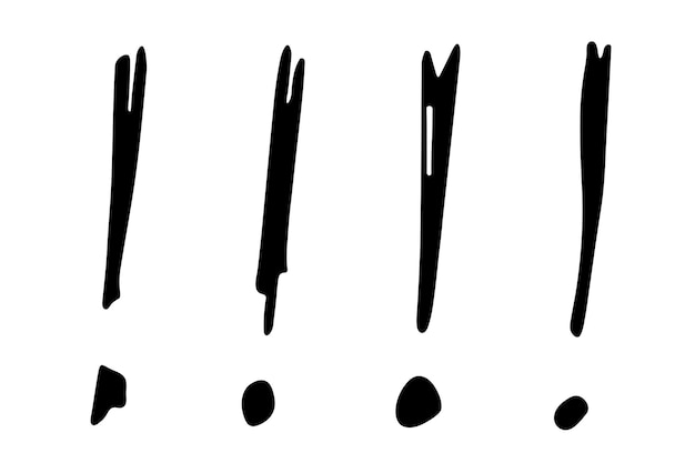 Ilustración de signo de exclamación dibujada a mano con tinta en estilo boceto Elementos para el diseño