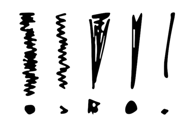 Ilustración del signo de exclamación dibujada a mano con tinta en estilo boceto Elementos para el diseño