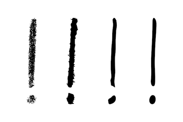 Ilustración de signo de exclamación dibujada a mano con tinta en estilo boceto Elementos para el diseño