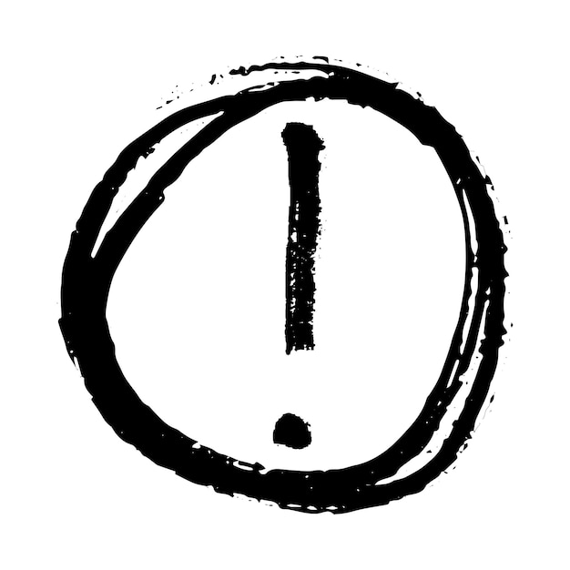 Ilustración de signo de exclamación dibujada a mano con tinta en estilo boceto Un solo elemento para el diseño