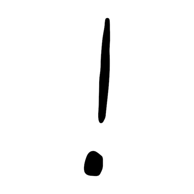 Ilustración de signo de exclamación dibujada a mano con tinta en estilo boceto Un solo elemento para el diseño