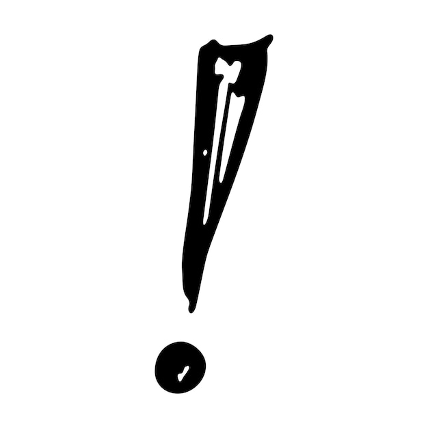 Ilustración de signo de exclamación dibujada a mano con tinta en estilo boceto Un solo elemento para el diseño
