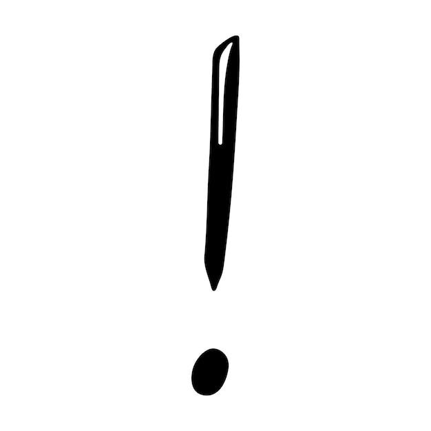 Ilustración de signo de exclamación dibujada a mano con tinta en estilo boceto Un solo elemento para el diseño