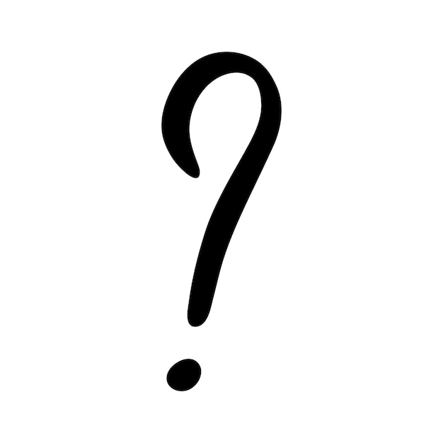 Ilustración de signo de interrogación dibujada a mano con tinta en estilo boceto Elemento único para el diseño
