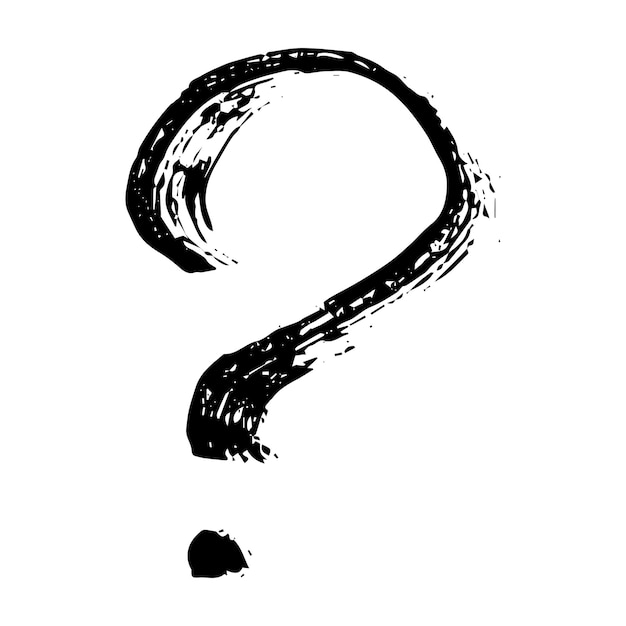 Ilustración de signo de interrogación dibujada a mano con tinta en estilo boceto Un solo elemento para el diseño