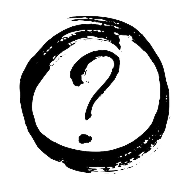 Ilustración de signo de interrogación dibujada a mano con tinta en estilo boceto Un solo elemento para el diseño