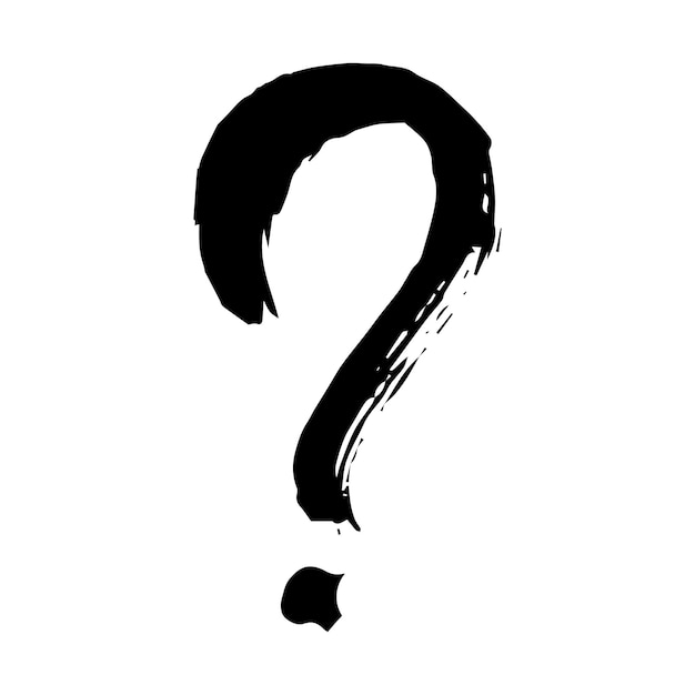 Ilustración de signo de interrogación dibujada a mano con tinta en estilo boceto Un solo elemento para el diseño