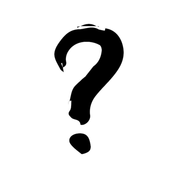 Ilustración de signo de interrogación dibujada a mano con tinta en estilo boceto Un solo elemento para el diseño