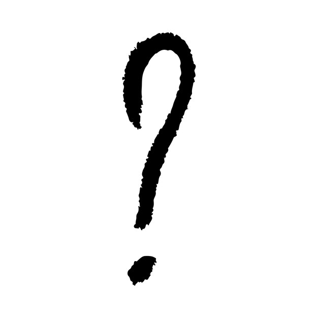Ilustración de signo de interrogación dibujada a mano con tinta en estilo boceto Un solo elemento para el diseño