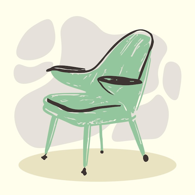 Ilustración de sillón en el estilo de dibujo sketch doodle