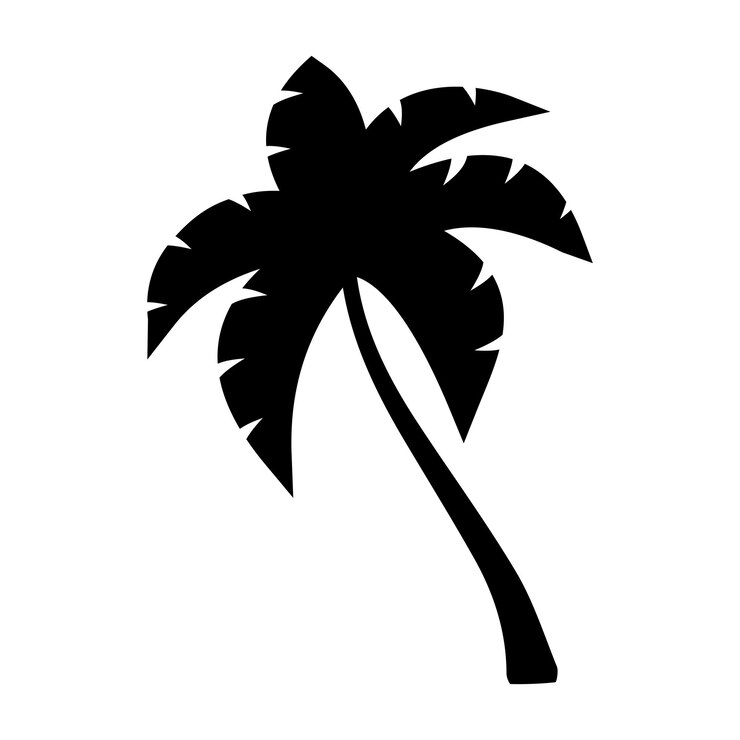 Ilustración de la silueta del árbol de palma vectorial árbol de coco