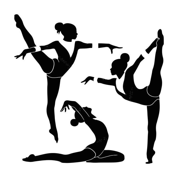 Ilustración de silueta de arte vectorial de bailarín de ballet saltando