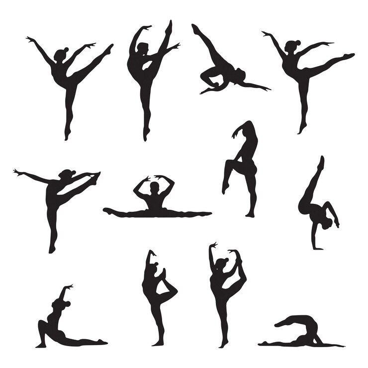 Ilustración de silueta de arte vectorial de bailarín de ballet saltando