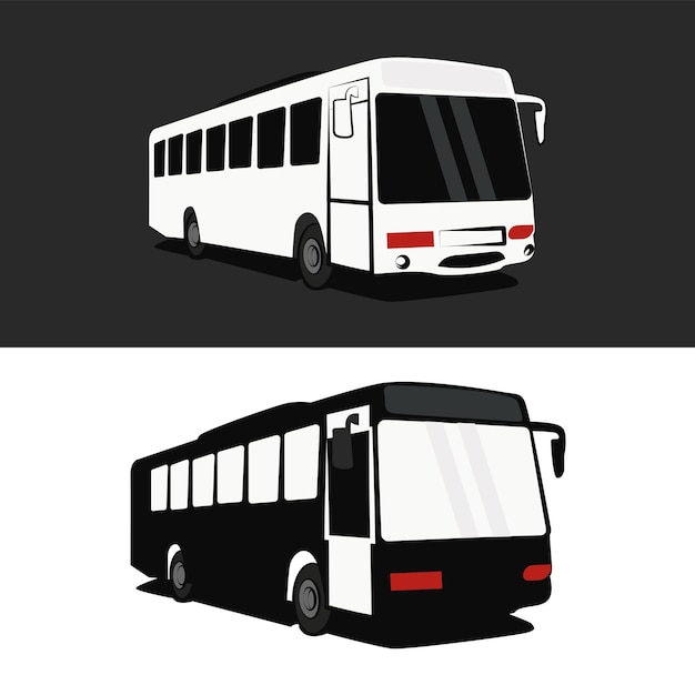 Ilustración de silueta de autobús turístico en blanco y negro