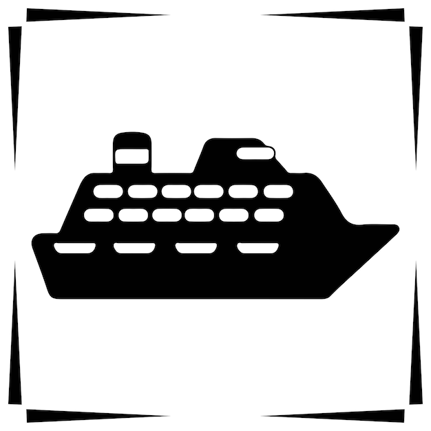 Ilustración de la silueta de un barco de crucero Icono de la silhueta de un crucero
