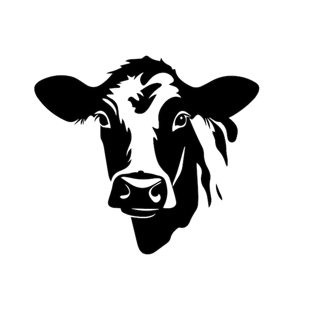 Ilustración de silueta de cabeza de vaca Logotipo de vaca vectorial