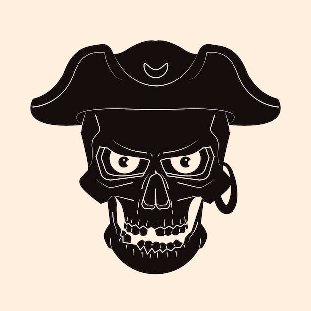 Vector ilustración de silueta de calavera dibujada a mano