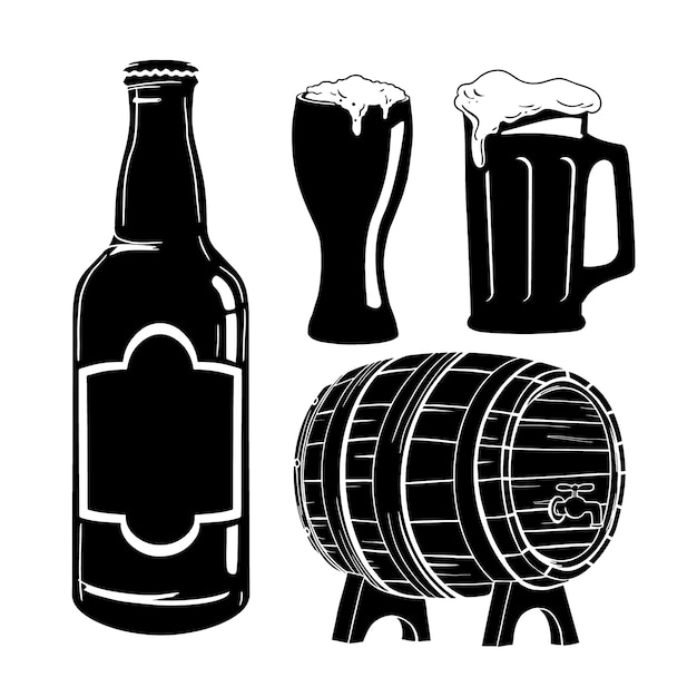 Ilustración de la silueta de la cerveza dibujada a mano