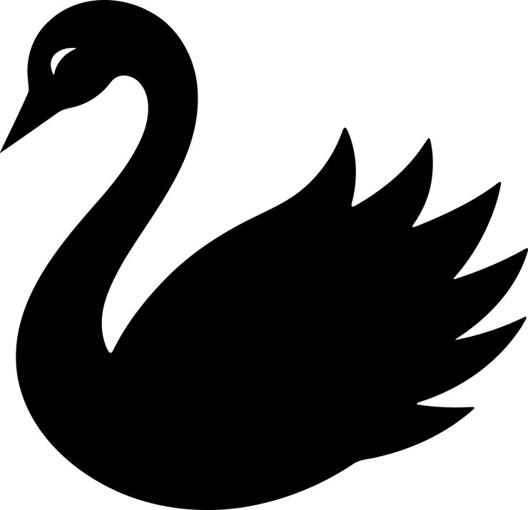 Vector ilustración de silueta de cisne aislada sobre un fondo negro