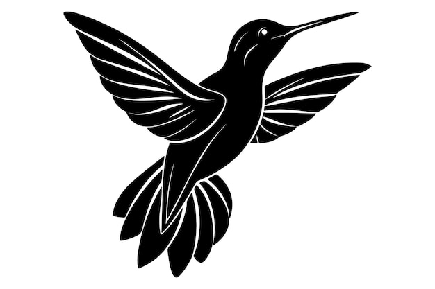 Ilustración de la silueta del corte de línea del clipart vectorial del colibrí