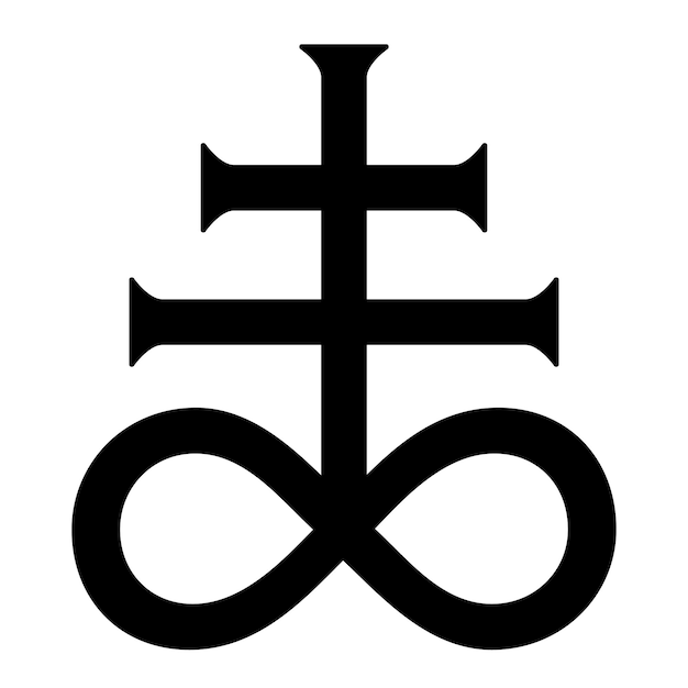 Ilustración de la silueta de la Cruz de Satanás de Leviatán del símbolo alquímico para el símbolo del azufre negro de azufre