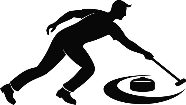 Ilustración de la silueta del deporte del curling